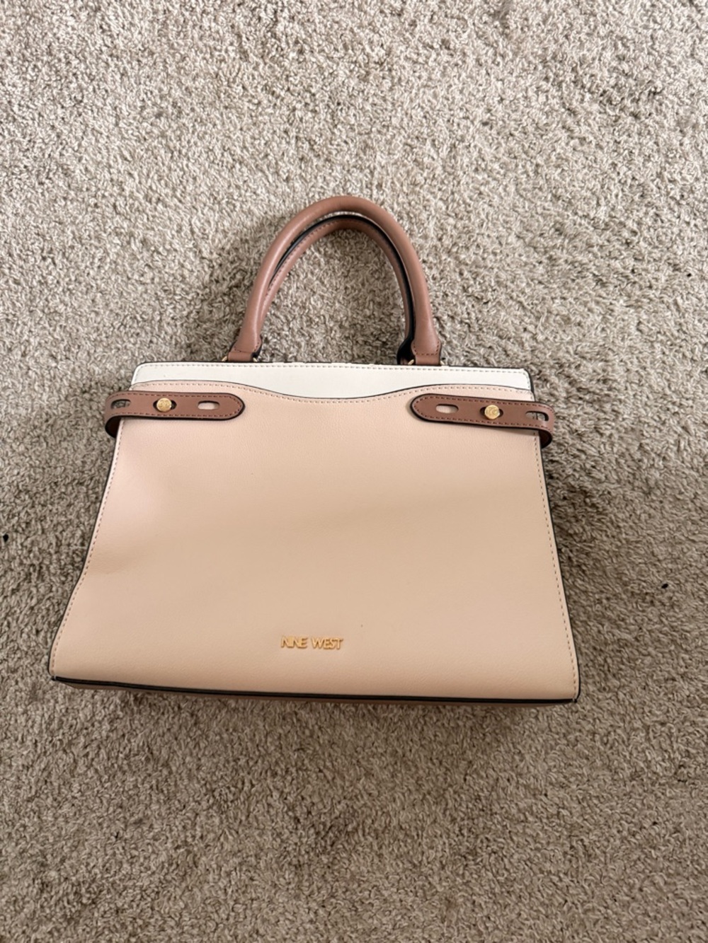 Nine West Blush and Brown Two-Tone Top-Handle Satchel